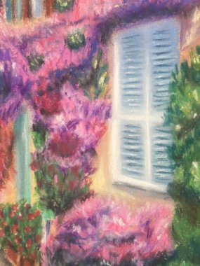 pencere çiçek deseni pastel 