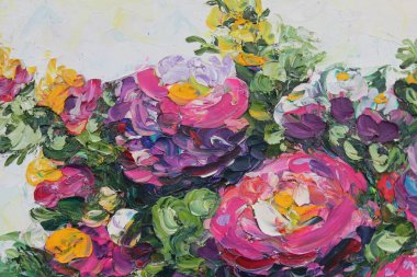 yağlı boya, peonies bir vazoda 