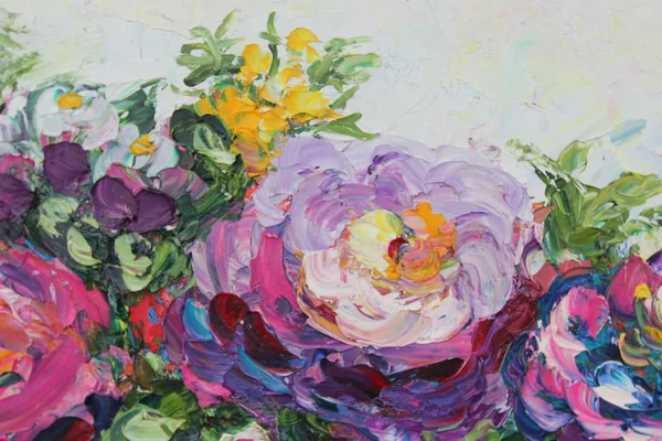 yağlı boya, peonies bir vazoda  