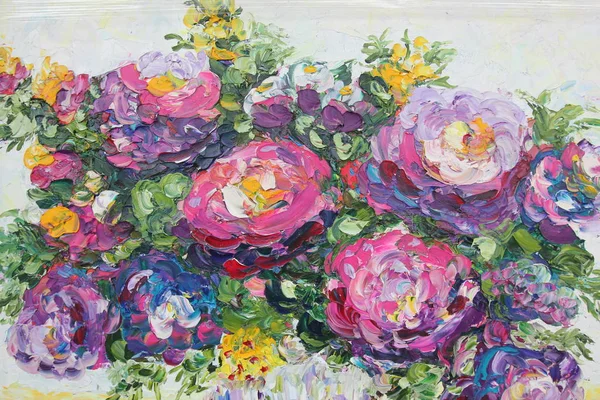 yağlı boya, peonies bir vazoda