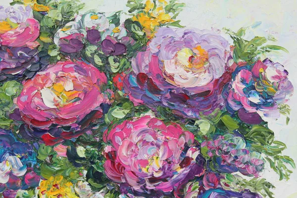 yağlı boya, peonies bir vazoda 