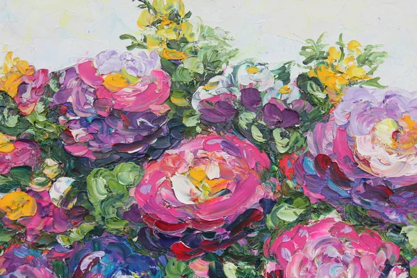 yağlı boya, peonies bir vazoda 