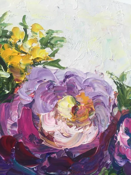 Tuval üzerine yağlı boya boyalı peonies