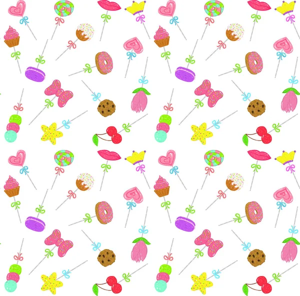 Het Patroon Van Verschillende Snoepjes Suikergoed — Stockvector