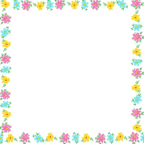 手描きグリーティングカードのためのシンプルな花のフレーム 招待状 — ストック写真