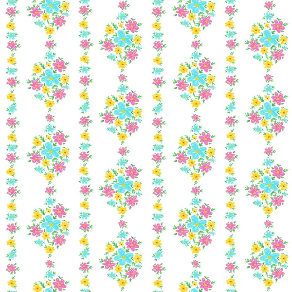 Papel Pared Vintage Dibujado Mano Diseño Flores Simples Patrón Sin — Foto de Stock