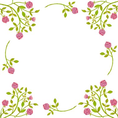 El çizimi güller çerçeve, daire, çiçek sınırı, tebrik kartı, davetiye, yaz çiçeği süsü, yumuşak renk çerçeve, kutlama kartları, botanik sınır