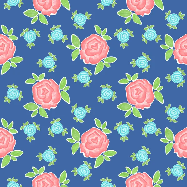 Roses Seamless Pattern Floral Simple Background Flowers Paper — Stock Photo, Image