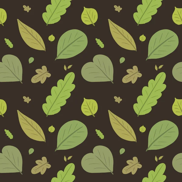 Green leaves pattern, seamless paper, dark background, botanical ornament, scrapbooking, wall paper