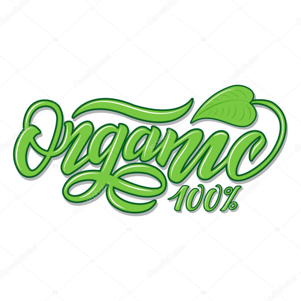 Hand lettering illustration of Organic for restaurant, cafe menu. Elements for labels, logos, stickers or icons. Calligraphic and typographic collection. Organic menu
