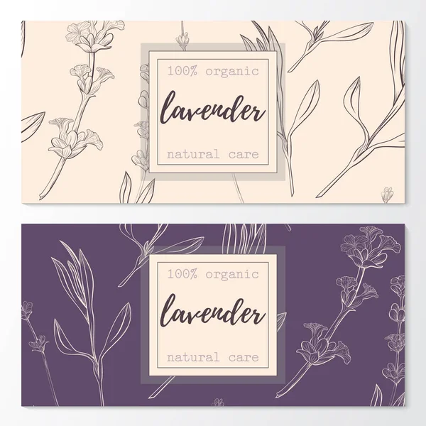 Conjunto vectorial de banderas horizontales cosméticas naturales de lavanda en un patrón sin costuras . Gráficos Vectoriales