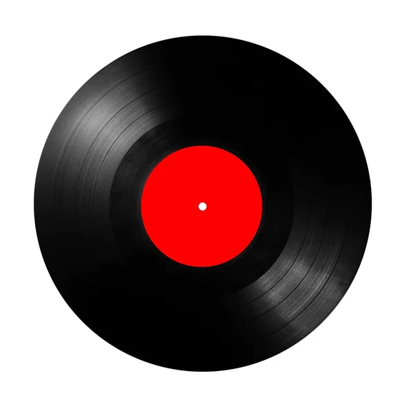 Disco Vinile Rosso Sfondo Bianco — Foto Stock