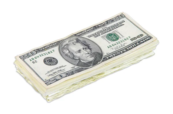 Pack Dollars White Background — Stock Photo, Image