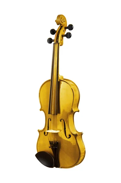 Violino Dorato Sfondo Bianco — Foto Stock