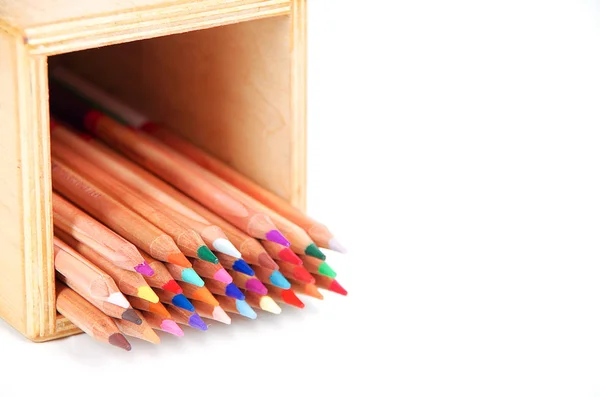 Colored Pencils Background White Background — Stock Photo, Image
