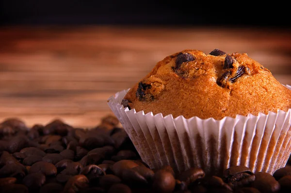 Cupcake Med Kaffebönor — Stockfoto