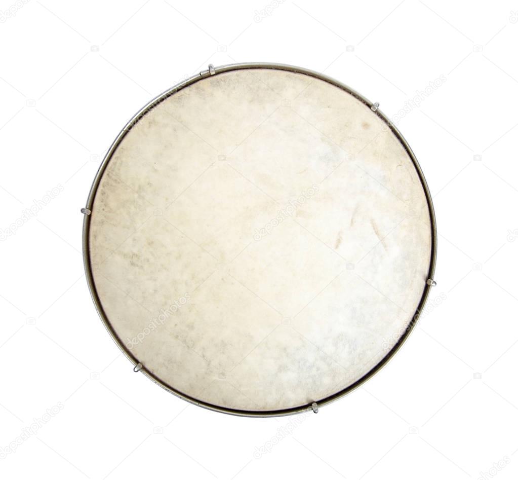 Soviet drum on a white background. top view