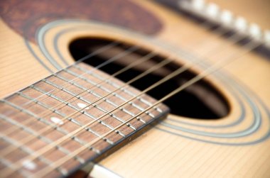 akustik gitar parçası. Makro