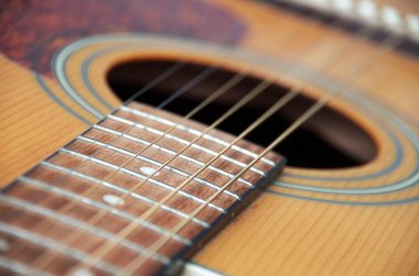 akustik gitar parçası. Makro