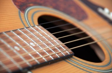 akustik gitar parçası. Makro