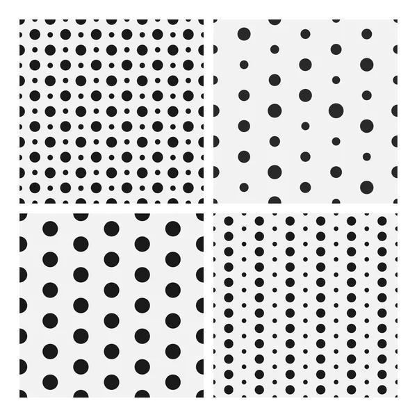 Collection de motifs sans couture en pointillés monochromes, pois noirs et blancs — Image vectorielle