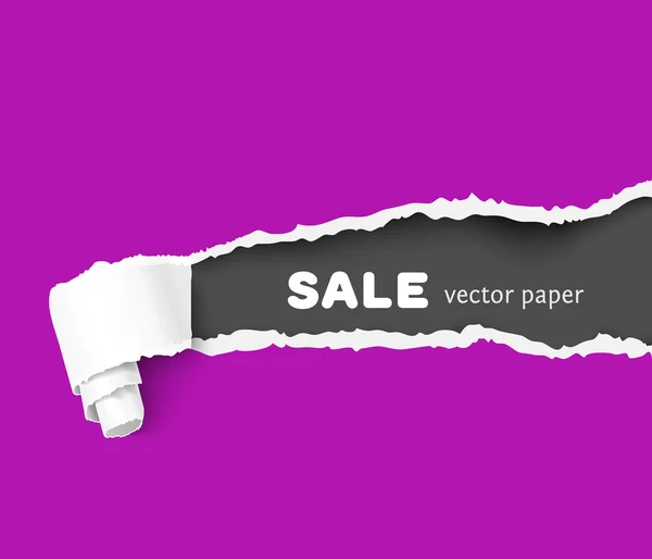 Kleur vector gescheurd papier witn geript randen en scroll — Stockvector