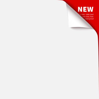 Kıvrılmış köşe vektör çizim, izole kağıt curl