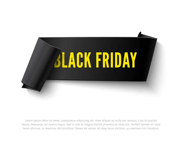 Black Friday gebogenes Papierbanner — Stockvektor