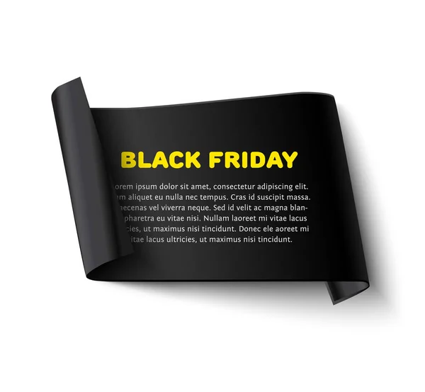 Black Friday curved paper banner — Stock Vector