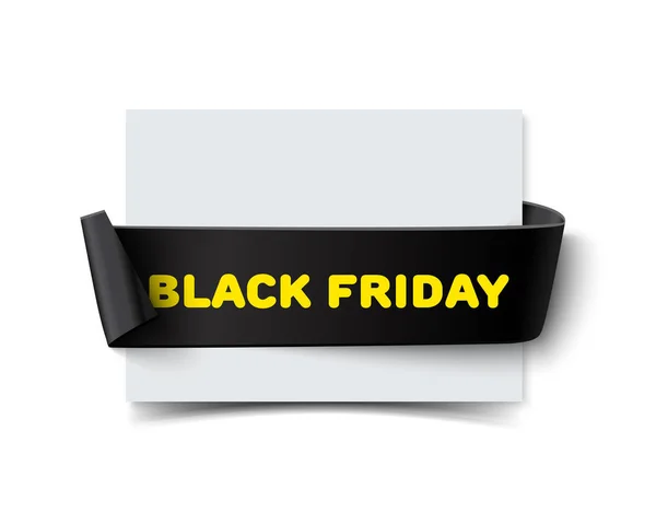 Black Friday gebogenes Papierbanner — Stockvektor