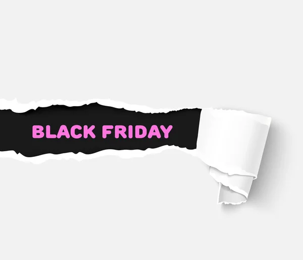 Black Friday hole in paper banner — Stock Vector