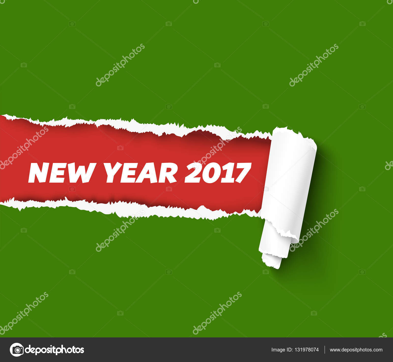 新年緑ベクトル引き裂かれたエッジ テンプレートと用紙は 大まかなフリンジ付きロールします メリー クリスマス色のイラスト 赤い段ボールに穴はスクロールように側面を破りました ストックベクター C Voinsveta