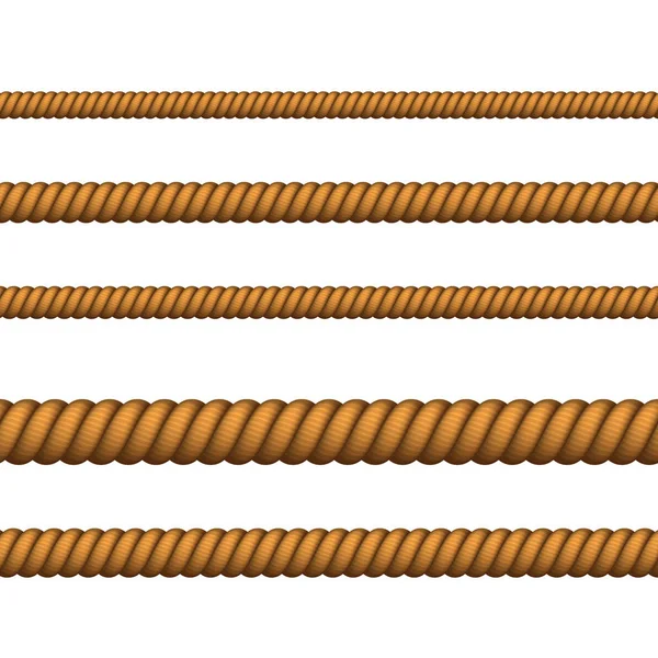 Векторное восхождение или морская верёвка тонкая и толстая изолированная на белом фоне — стоковый вектор