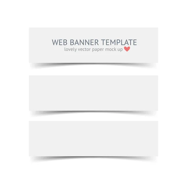 Set van blanco papier banners met schaduwen, geïsoleerd op witte achtergrond. — Stockvector