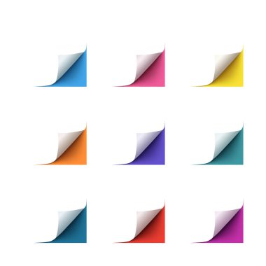 Beyaz arka plan gerçekçi vektör kağıt köşelerinde kümesi