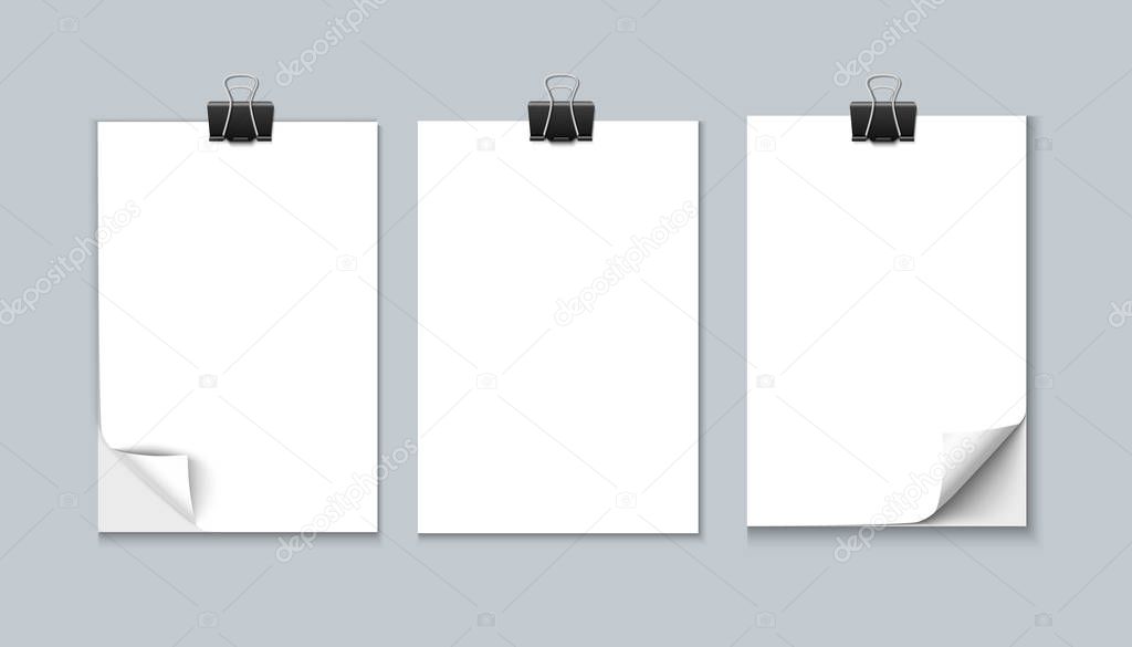 White sheet of paper isolated on gray background