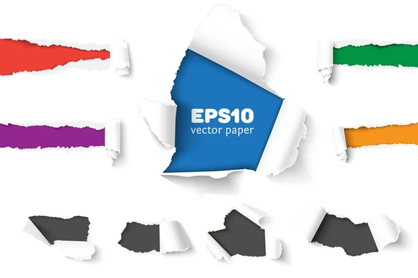 Grande coleção de papel rasgado — Vetor de Stock