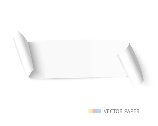 Banner de tela curvada de papel blanco con rollo — Vector de stock