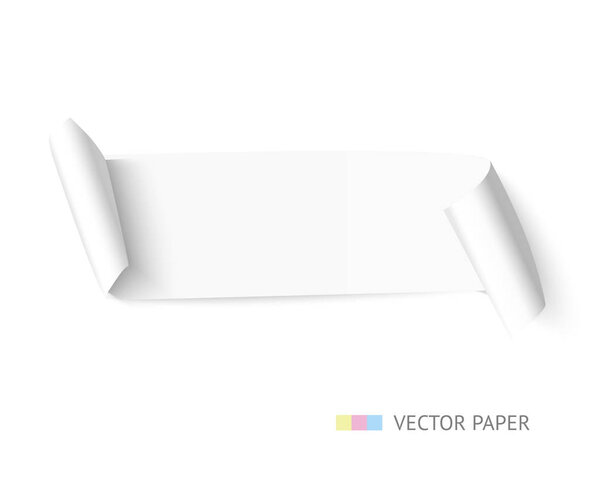 White paper curved web banner with roll