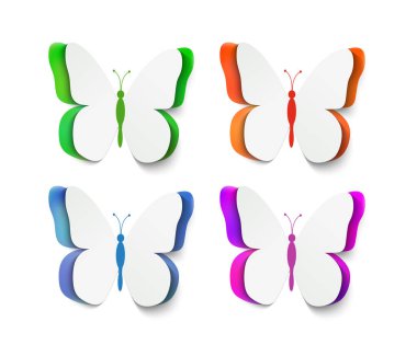 Kelebekler kesilmiş renkli kağıt için bir dizi