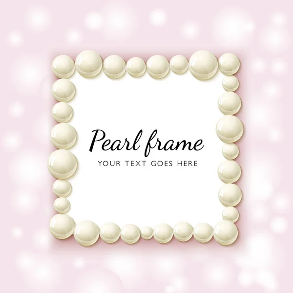 Perla perlas marco — Vector de stock