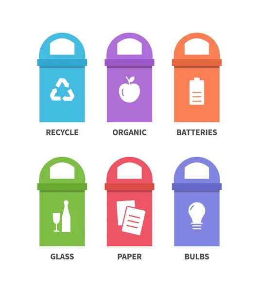 Illustration vectorielle des poubelles de recyclage — Image vectorielle