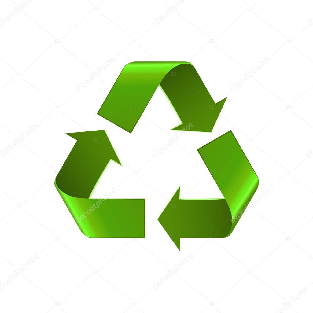 Recycle symbol isolated on white, green arrows sign, vector icon  