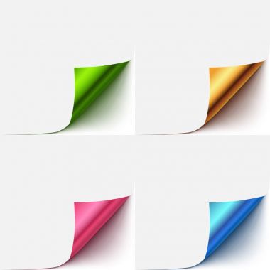 gerçekçi vektör kağıt curlud köşe set