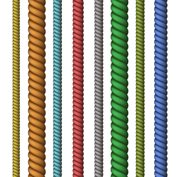 Vektor-Klettern oder nautische Seil dünn und dick isoliert auf weißem Hintergrund — Stockvektor