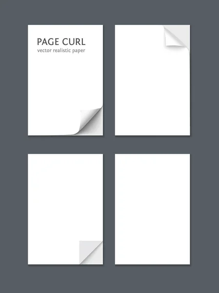 Vita pappersark som isolerad på mörkgrå bakgrund — Stock vektor