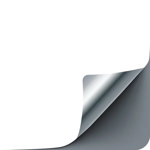 Arkuszu papieru puste srebrny szary curl narożnik — Wektor stockowy