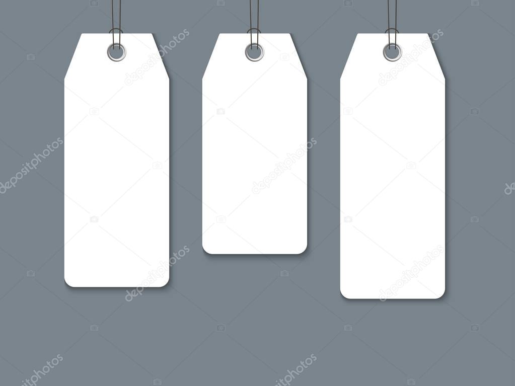 Blank paper label or cloth tag set isolated