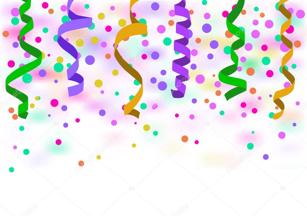 Vector streamers and confetti background