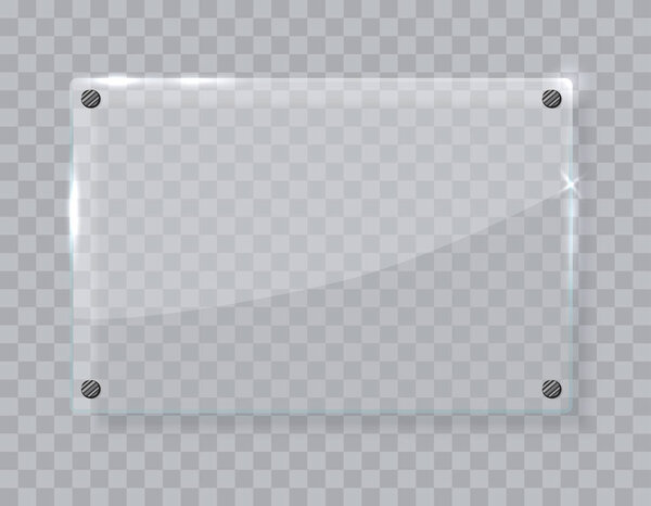 Glass banner, realistic vector illustration